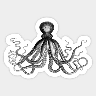 Octopus | Vintage Octopus | Tentacles | Sea Creatures | Nautical | Ocean | Sea | Beach | Black | Sticker